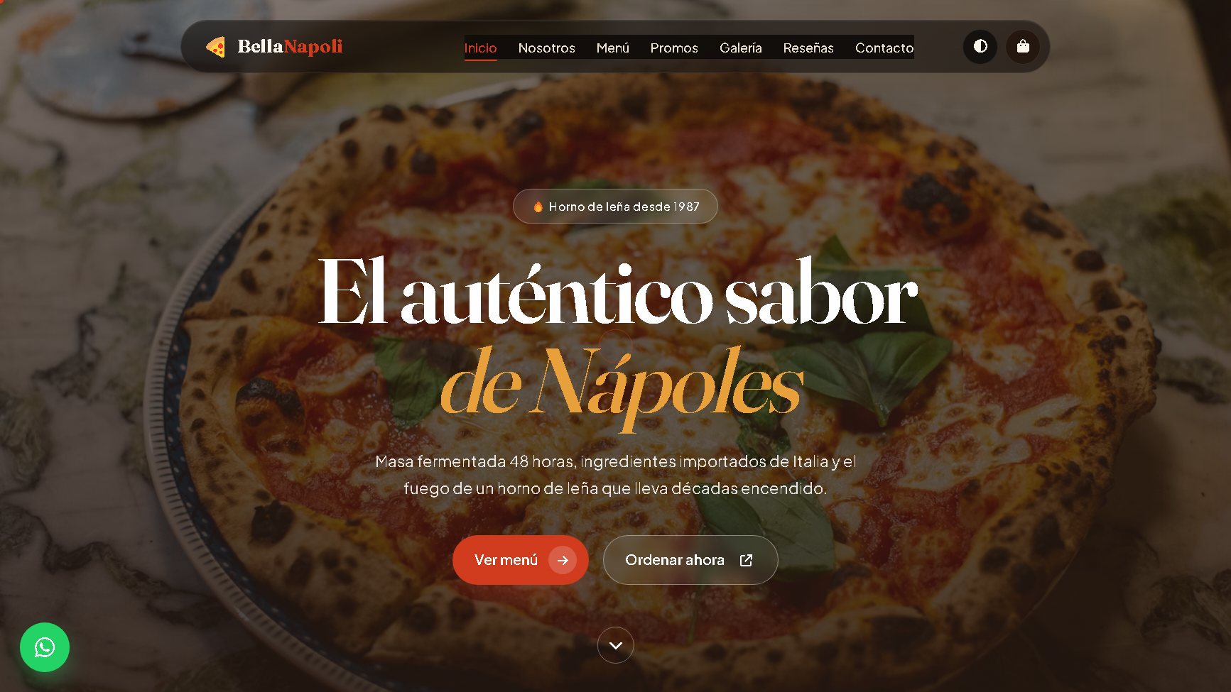 Sitio web de Pizzería Bella Napoli — pizza napolitana artesanal en horno de leña