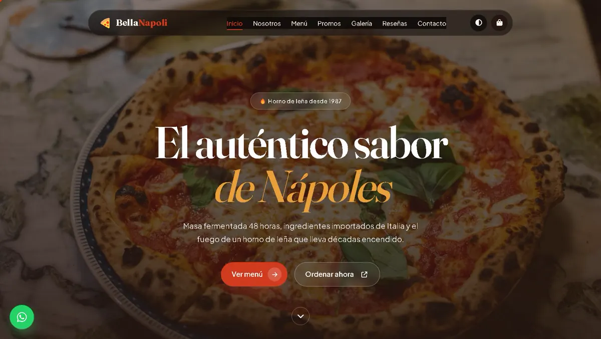 Sitio web de Pizzería Bella Napoli — pizza napolitana artesanal en horno de leña