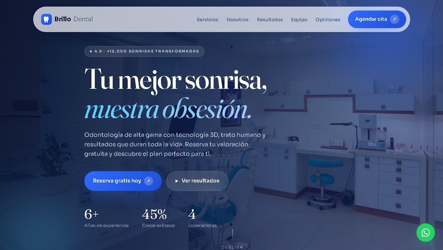 Sitio web de Brillo Dental — clínica de odontología estética con tecnología 3D