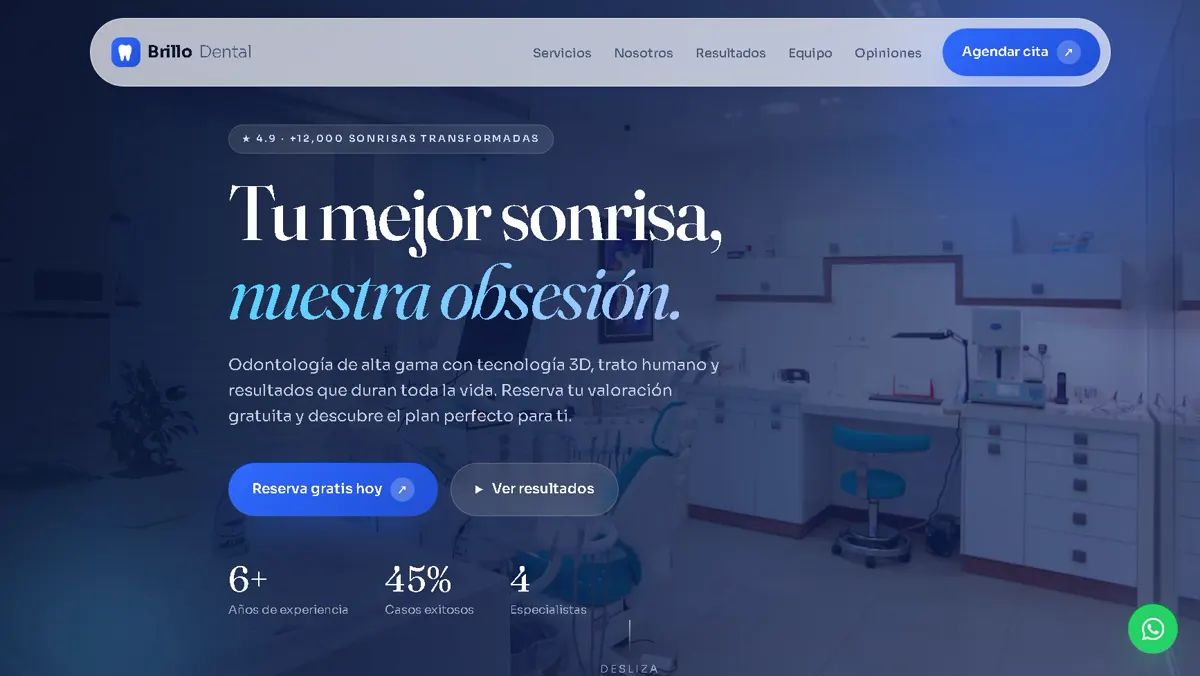 Sitio web de Brillo Dental — clínica de odontología estética con tecnología 3D