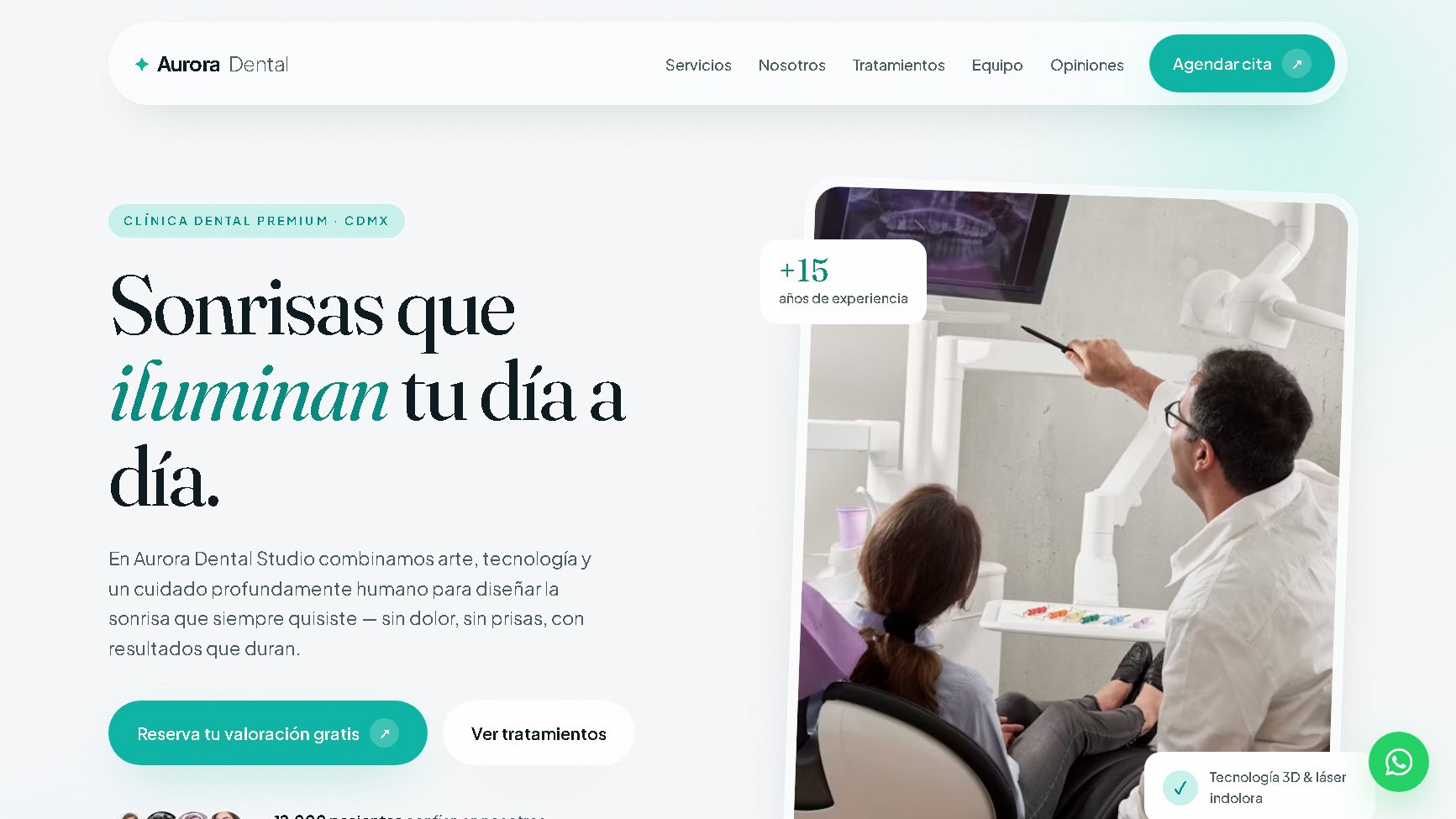 Sitio web de Aurora Dental — clínica dental premium con agendado de citas
