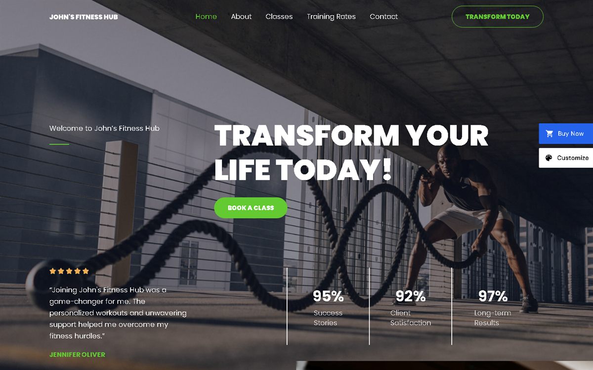 Sitio web John's Fitness Hub — gimnasio y entrenamiento personal