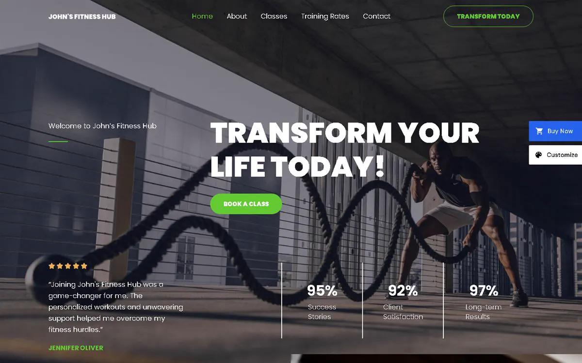 Sitio web John's Fitness Hub — gimnasio y entrenamiento personal