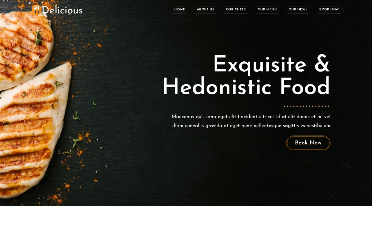 Sitio web Delicious — restaurante gourmet con reservas en línea