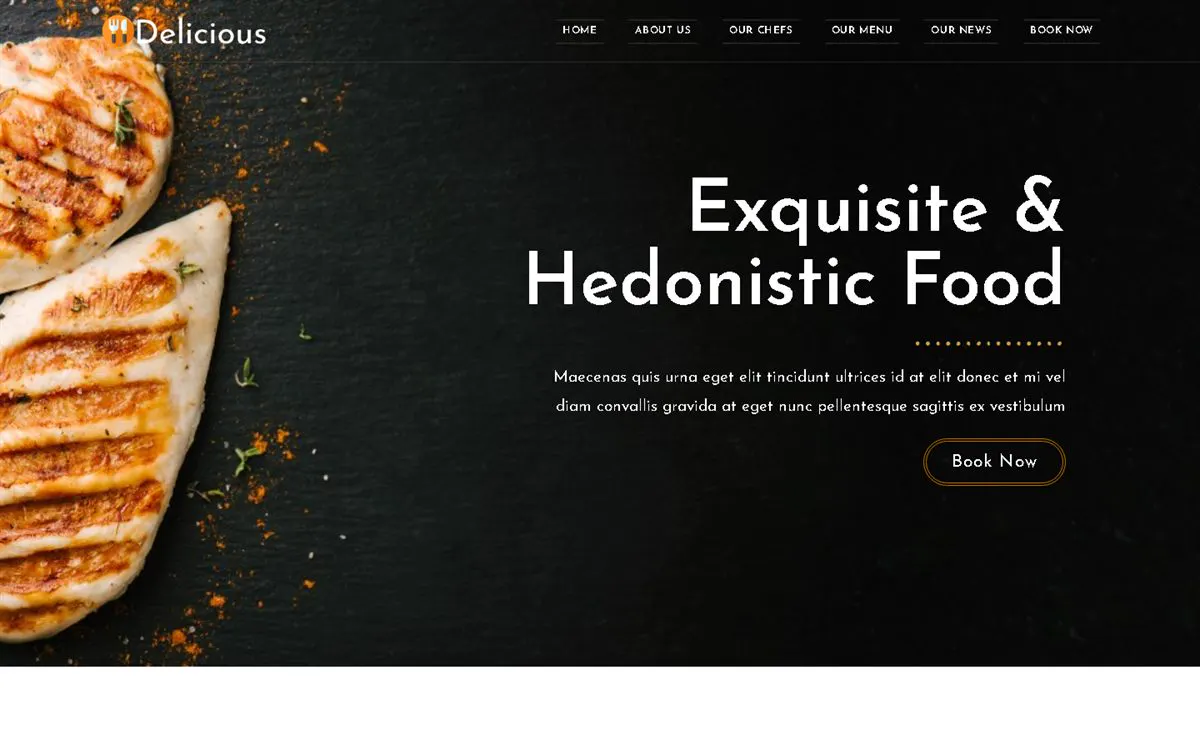 Sitio web Delicious — restaurante gourmet con reservas en línea