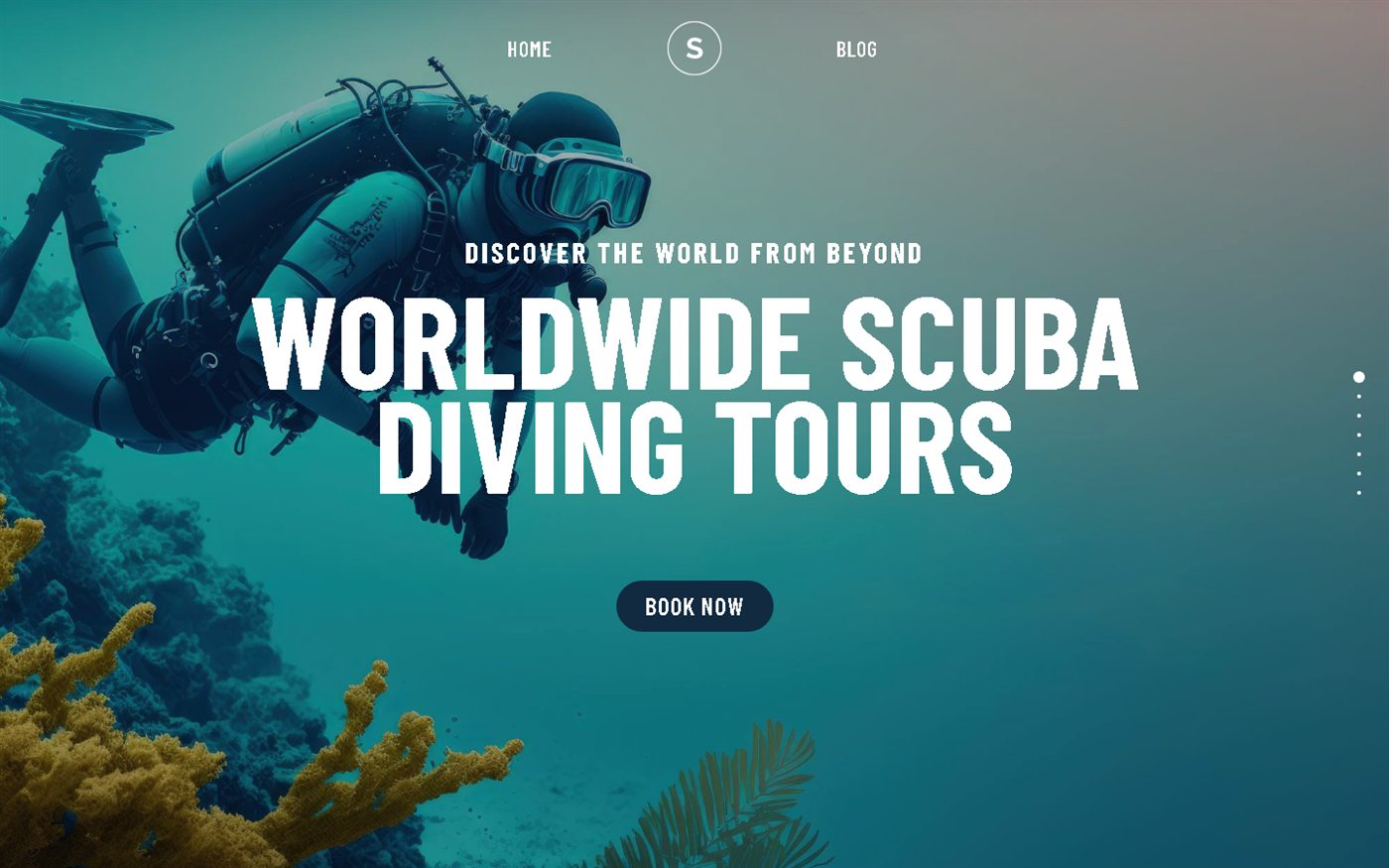 Sitio web Scuba Diving Tours — plataforma para tours de buceo a nivel mundial